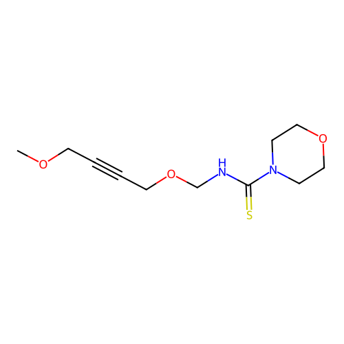 {[(4-Methoxybut-2-ynyloxy)methyl]amino}morpholin-4-ylmethane-1-thione structure