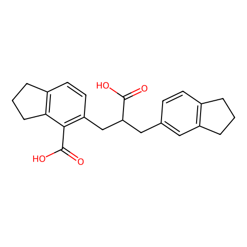 5-(2-Carboxy-3-(2,3-dihydro-1H-inden-5-yl)propyl)-4-indanecarboxylic acid structure