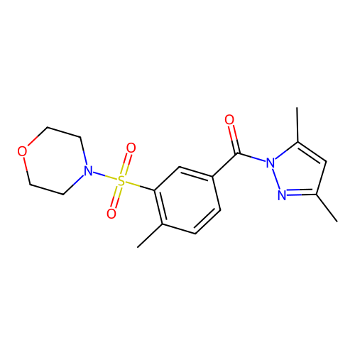 (3,5-Dimethylpyrazol-1-yl)-(4-methyl-3-morpholin-4-ylsulfonylphenyl)methanone structure