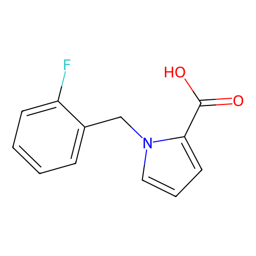 1-((2-fluorophenyl)methyl)-1H-pyrrole-2-carboxylic acid structure