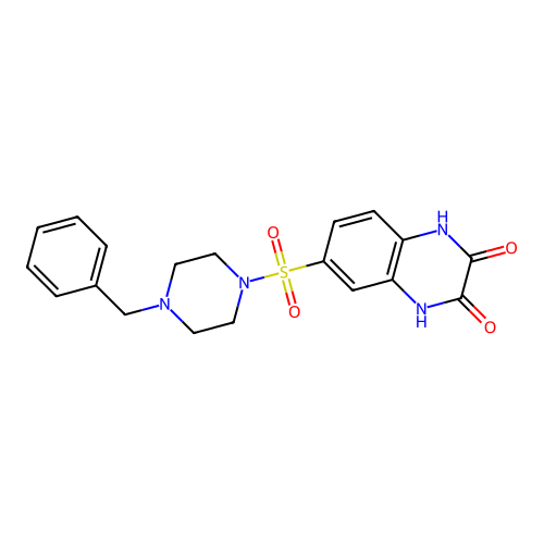 6-[(4-Benzylpiperazin-1-yl)sulfonyl]-1,4-dihydroquinoxaline-2,3-dione structure