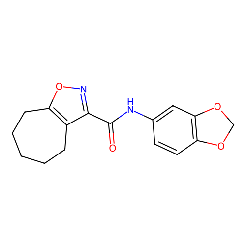 N-(1,3-benzodioxol-5-yl)-5,6,7,8-tetrahydro-4H-cyclohepta[d][1,2]oxazole-3-carboxamide structure