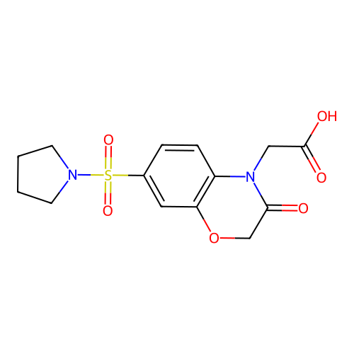 2-(3-Oxo-7-pyrrolidin-1-ylsulfonyl-1,4-benzoxazin-4-yl)acetic acid structure