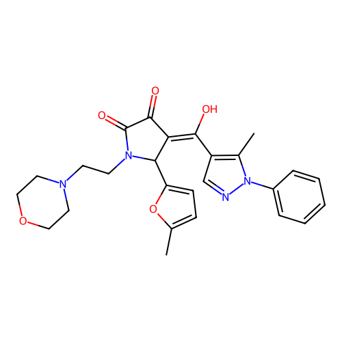 (4Z)-4-[hydroxy-(5-methyl-1-phenylpyrazol-4-yl)methylidene]-5-(5-methylfuran-2-yl)-1-(2-morpholin-4-ylethyl)pyrrolidine-2,3-dione structure
