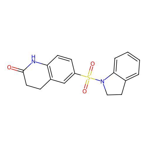 6-(2,3-dihydroindol-1-ylsulfonyl)-3,4-dihydro-1H-quinolin-2-one structure