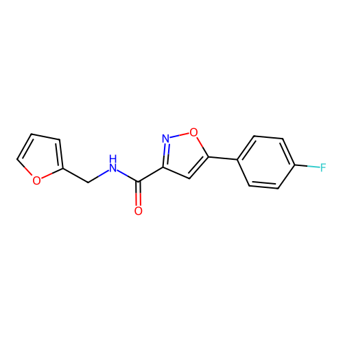 5-(4-fluorophenyl)-N-(2-furylmethyl)isoxazole-3-carboxamide structure