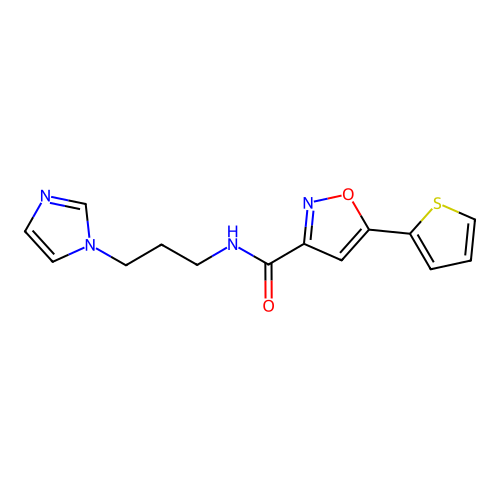 N-(3-(1H-Imidazol-1-yl)propyl)-5-(thiophen-2-yl)isoxazole-3-carboxamide structure