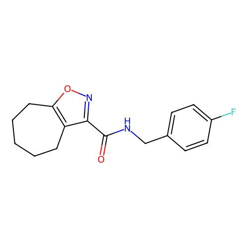 N-(4-fluorobenzyl)-5,6,7,8-tetrahydro-4H-cyclohepta[d]isoxazole-3-carboxamide structure