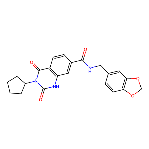 N-(1,3-benzodioxol-5-ylmethyl)-3-cyclopentyl-2,4-dioxo-1H-quinazoline-7-carboxamide structure