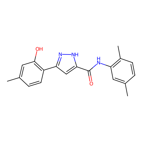 N-(2,5-dimethylphenyl)-5-(2-hydroxy-4-methylphenyl)-1H-pyrazole-3-carboxamide structure