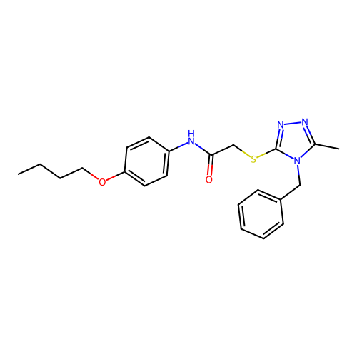 2-[(4-benzyl-5-methyl-1,2,4-triazol-3-yl)sulfanyl]-N-(4-butoxyphenyl)acetamide structure