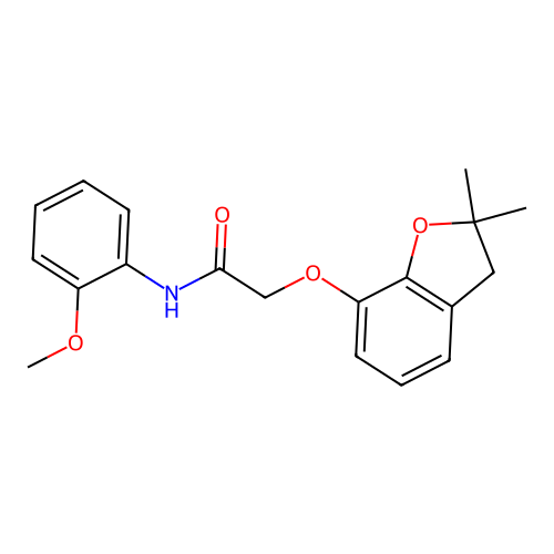 2-[(2,2-dimethyl-3H-1-benzofuran-7-yl)oxy]-N-(2-methoxyphenyl)acetamide structure