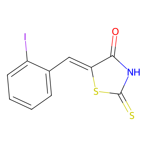 (5Z)-5-[(2-iodophenyl)methylidene]-2-sulfanylidene-1,3-thiazolidin-4-one structure