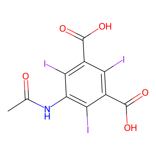 5-Acetamido-2,4,6-triiodobenzene-1,3-dicarboxylic acid structure