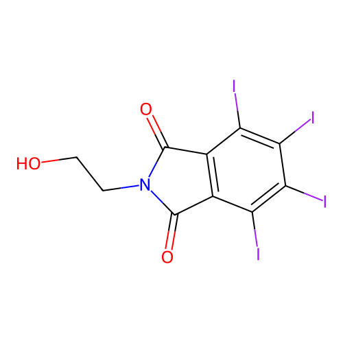 2-(2-hydroxyethyl)-4,5,6,7-tetraiodo-1H-isoindole-1,3(2H)-dione structure