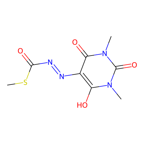 N-[(1,3-DIMETHYL-2,4,6-TRIOXO-1,3-DIAZINAN-5-YLIDENE)AMINO]-1-METHYLSULFANYL-FORMAMIDE structure