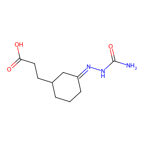 3-[3-(Carbamoylhydrazinylidene)cyclohexyl]propanoic acid structure