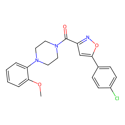 (5-(4-Chlorophenyl)isoxazol-3-yl)(4-(2-methoxyphenyl)piperazin-1-yl)methanone structure