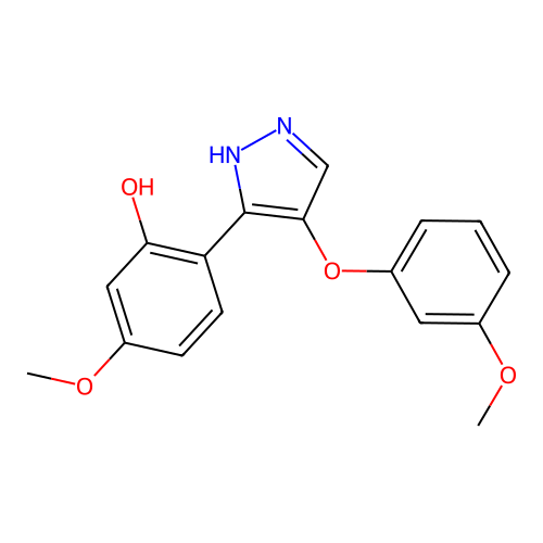 5-methoxy-2-[4-(3-methoxyphenoxy)-1H-pyrazol-3-yl]phenol structure