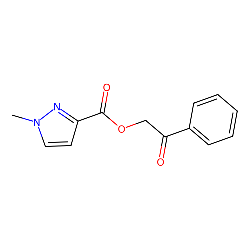 2-oxo-2-phenylethyl 1-methyl-1H-pyrazole-3-carboxylate structure
