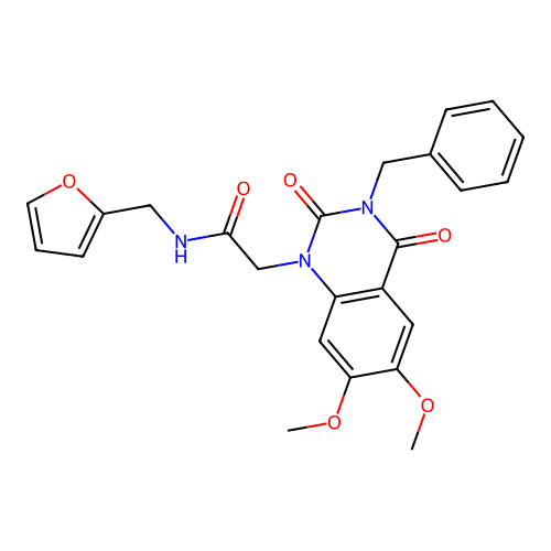 2-(3-benzyl-6,7-dimethoxy-2,4-dioxo-3,4-dihydroquinazolin-1(2H)-yl)-N-(furan-2-ylmethyl)acetamide structure