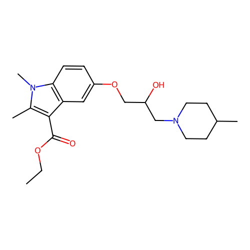 ethyl 5-[2-hydroxy-3-(4-methylpiperidin-1-yl)propoxy]-1,2-dimethyl-1H-indole-3-carboxylate structure