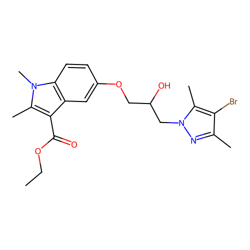 ethyl 5-[3-(4-bromo-3,5-dimethyl-1H-pyrazol-1-yl)-2-hydroxypropoxy]-1,2-dimethyl-1H-indole-3-carboxylate structure
