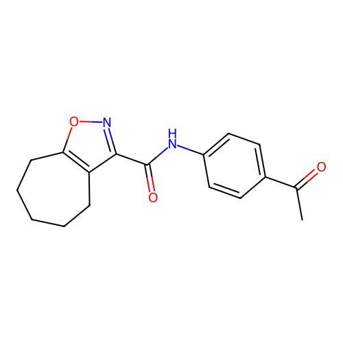 N-(4-acetylphenyl)-5,6,7,8-tetrahydro-4H-cyclohepta[d]isoxazole-3-carboxamide structure