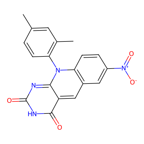 10-(2,4-dimethylphenyl)-2-hydroxy-7-nitropyrimido[4,5-b]quinolin-4(10H)-one structure