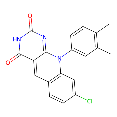 8-chloro-10-(3,4-dimethylphenyl)-2-hydroxypyrimido[4,5-b]quinolin-4(10H)-one structure