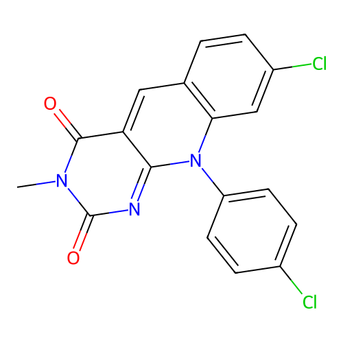 8-chloro-10-(4-chlorophenyl)-3-methylpyrimido[4,5-b]quinoline-2,4(3H,10H)-dione structure