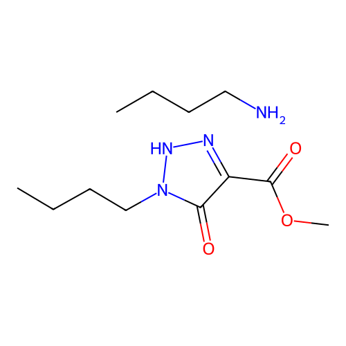 butan-1-amine; methyl 1-butyl-5-oxo-2H-triazole-4-carboxylate structure