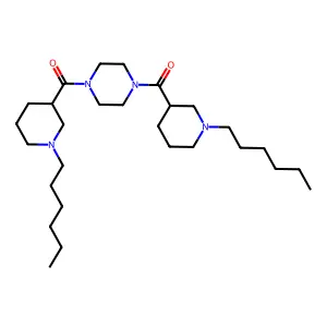 N,N'-bis(1-hexylnipecotoyl)piperazine structure