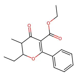 Ethyl 2-ethyl-3-methyl-4-oxo-6-phenyl-3,4-dihydro-2h-pyran-5-carboxylate structure