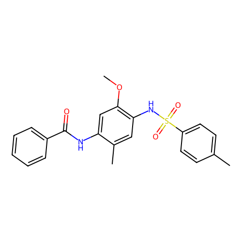 N-(5-methoxy-2-methyl-4-{[(4-methylphenyl)sulfonyl]amino}phenyl)benzamide structure
