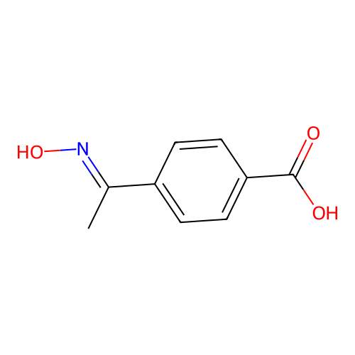 4-[(E)-N-hydroxy-C-methyl-carbonimidoyl]benzoic acid structure