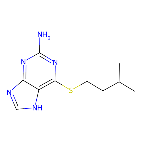 Purine, 2-amino-6-(isopentylthio)- structure