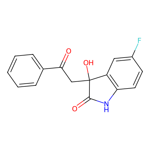 5-fluoro-3-hydroxy-3-(2-oxo-2-phenylethyl)-1,3-dihydro-2H-indol-2-one structure