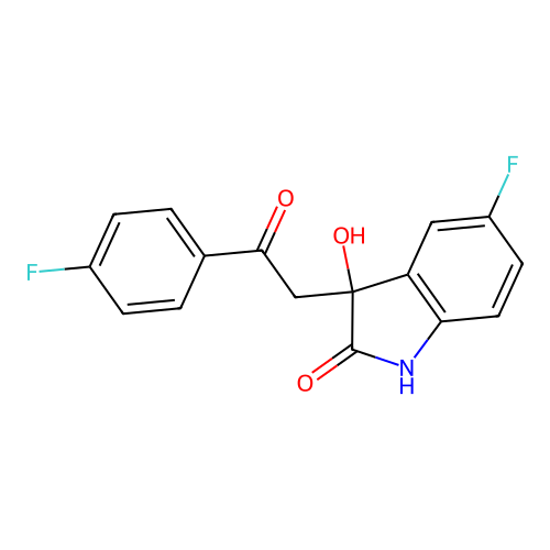5-fluoro-3-[2-(4-fluorophenyl)-2-oxoethyl]-3-hydroxy-1,3-dihydro-2H-indol-2-one structure