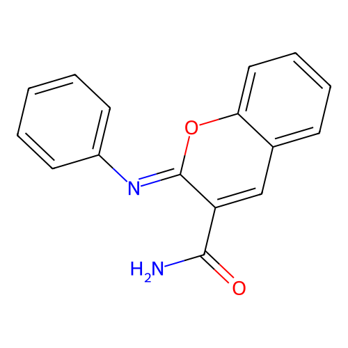 (2Z)-2-(苯基亚氨基)-2H-色烯-3-甲酰胺 structure