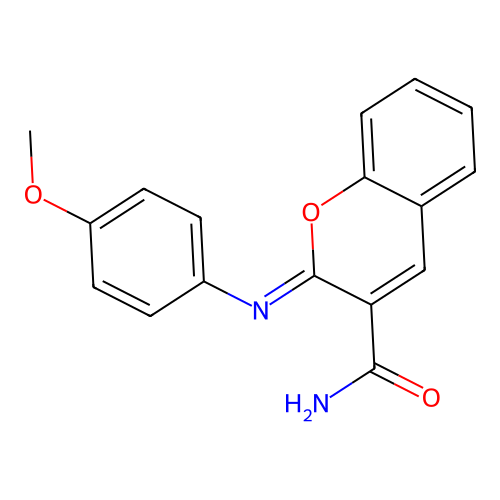 (2Z)-2-[(4-methoxyphenyl)imino]-2H-chromene-3-carboxamide structure