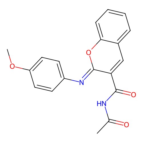 (2Z)-N-acetyl-2-[(4-methoxyphenyl)imino]-2H-chromene-3-carboxamide structure