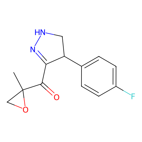 (4-(4-fluorophenyl)-4,5-dihydro-1H-pyrazol-3-yl)(2-methyloxiran-2-yl)methanone structure