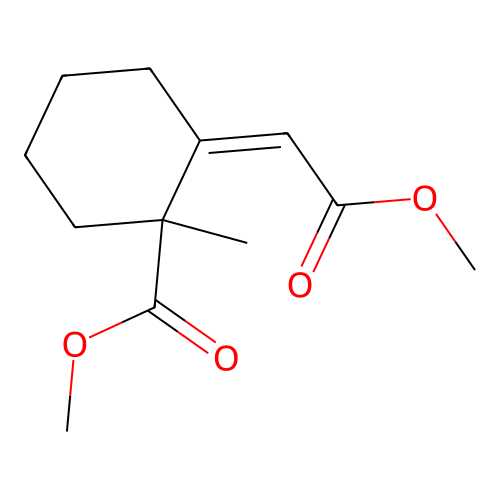 Methyl 2-(2-methoxy-2-oxoethylidene)-1-methylcyclohexane-1-carboxylate structure