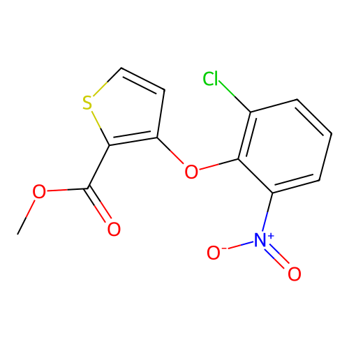 Methyl 3-(2-chloro-6-nitrophenoxy)-2-thiophenecarboxylate structure