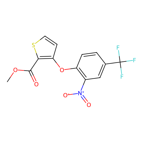 Methyl 3-[2-nitro-4-(trifluoromethyl)phenoxy]thiophene-2-carboxylate structure