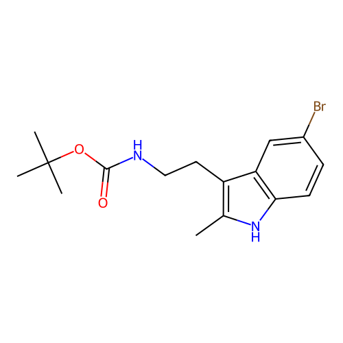 tert-butyl [2-(5-bromo-2-methyl-1H-indol-3-yl)ethyl]carbamate structure