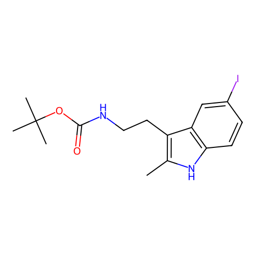 tert-butyl N-[2-(5-iodo-2-methyl-1H-indol-3-yl)ethyl]carbamate structure