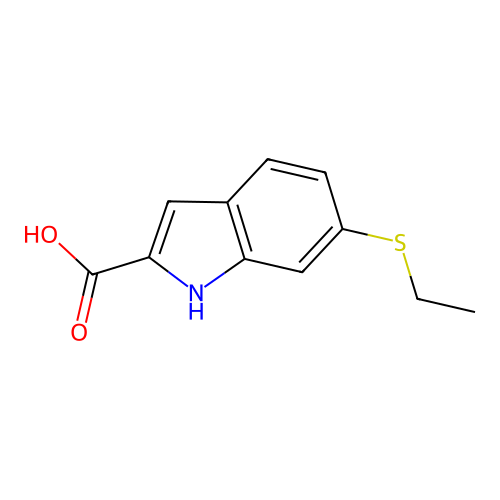 6-(ethylthio)-1H-indole-2-carboxylic acid structure