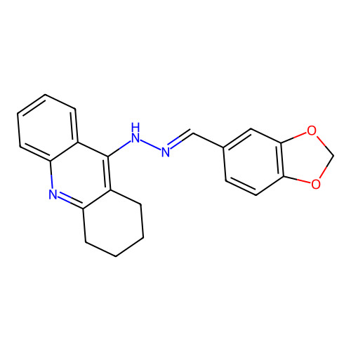 N-(1,3-benzodioxol-5-ylmethylideneamino)-1,2,3,4-tetrahydroacridin-9-amine structure